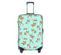 Yyoretp Corgi Cute Dog Print Elastic Luggage Cover, Suitcase Protection Cover with Zipper Fits 18-32 Inch.