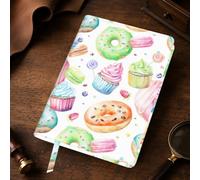 Yyoretp Cupcakes Donuts Muffins Sugar Print A5 Leather journal cover,Refillable Genuine Leather Journal Notebook Covers