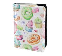 Yyoretp Cupcakes Donuts Muffins Sugar Print Passport Holder for Travel,Wallet Case RFID Blocking Card Slot Leather Protector