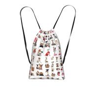 Yyoretp Cute Chihuahua Pug Pattern Print Drawstring Backpack,String Backpack Storage bag for Sport Beach Swim Gym Traveling.