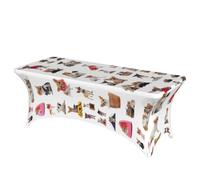 Yyoretp Cute Chihuahua Pug Pattern Print Rectangular Spandex Table Covers Washable Stretch Patio Tablecloth,6 Feet