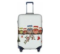 Yyoretp Cute Christmas Owls on Branch Print Elastic Luggage Cover, Suitcase Protection Cover with Zipper Fits 18-32 Inch.