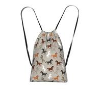 Yyoretp Cute Horse Print Drawstring Backpack,String Backpack Storage bag for Sport Beach Swim Gym Traveling.