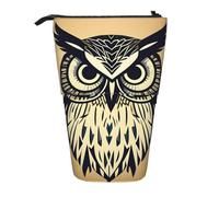 Yyoretp Cute Owl Print Telescopic Pen Bag Pen Holder Pop Up Storage Case,Standing Portable Pen Case