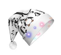 Yyoretp Cute Penguin Print LED Christmas Hats,Light Up Xmas Hat Adult,Santa Hat For New Year Festive Party