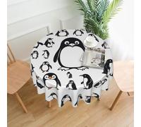 Yyoretp Cute Penguin Print Round decorative Tablecloth,water resistanted Tablecloth for Kitchen Wedding,152 cm