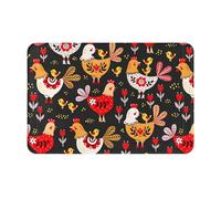 Yyoretp Cute Rooster Chickens Print Ultra Absorbent Grippy Doormat,Front Welcome Doormat for Indoor Outdoor,60 x 40 cm
