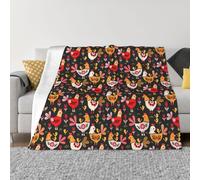 Yyoretp Cute Rooster Chickens Print Ultra Soft Micro Fleece Flannel Blankets for Bed Couch Living Room Travel,All Season