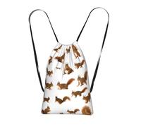 Yyoretp Cute Squirrel Print Drawstring Backpack,String Backpack Storage bag for Sport Beach Swim Gym Traveling.