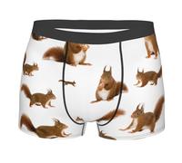 Yyoretp Cute Squirrel Print Men's Boxer Briefs,Stretch Fit Underwear Microfibre shorts Gents for Everyday Wear Black