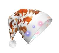 Yyoretp Cute Squirrels Print LED Christmas Hats,Light Up Xmas Hat Adult,Santa Hat For New Year Festive Party