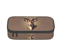Yyoretp Deer Head Printing Print Pencil Case Large Capacity Storage Pouch Holder Office Organizer Cosmetic Makeup Box
