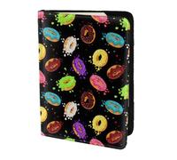 Yyoretp Donut Print Passport Holder for Travel,Wallet Case RFID Blocking Card Slot Leather Protector