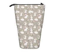 Yyoretp Easter Bunny Floral Print Telescopic Pen Bag Pen Holder Pop Up Storage Case,Standing Portable Pen Case