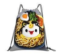 Yyoretp Egg Cup Noodle Ramen Print Drawstring Backpack Sports Gym Beach Sack Dance Yoga Cinch Bag for Women Men