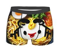 Yyoretp Egg Cup Noodle Ramen Print Men's Boxer Briefs,Stretch Fit Underwear Microfibre shorts Gents for Everyday Wear Black