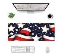 Yyoretp Extra large Square rubber American Flag Stars Stripes Print mouse pad,keyboard pad,Office desk mat,30 x 80 cm.