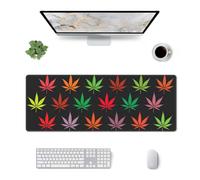 Yyoretp Extra large Square rubber Colorful Cannabis Leaves Print mouse pad,keyboard pad,Office desk mat,30 x 80 cm.
