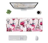 Yyoretp Extra large Square rubber Paris Eiffel Tower France Print mouse pad,keyboard pad,Office desk mat,30 x 80 cm.
