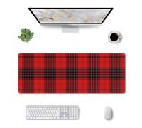Yyoretp Extra large Square rubber Red and black plaid Print mouse pad,keyboard pad,Office desk mat,30 x 80 cm.