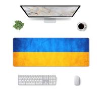 Yyoretp Extra large Square rubber Ukrainian flag Print mouse pad,keyboard pad,Office desk mat,30 x 80 cm.