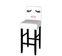 Yyoretp Eyelash Lip White Print Bar Stool Chair Covers,Stretch Washable Barstool Seat Cover with Backs