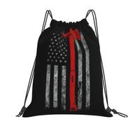 Yyoretp Firefighter Axe Red Line Flag Print Drawstring Backpack Sports Gym Beach Sack Dance Yoga Cinch Bag for Women Men