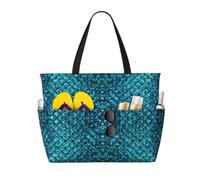 Yyoretp Fish Scale. Print Large Beach Bag for Women Waterproof Sandproof Beach Tote Bags Foldable Pool Bag