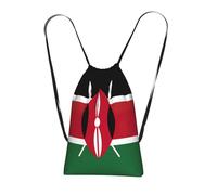 Yyoretp Flag of Kenya Print Drawstring Backpack,String Backpack Storage bag for Sport Beach Swim Gym Traveling.