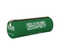 Yyoretp Flag of Saudi Arabia Print Leather Pencil Pouch Cosmetic Makeup Case Pen Office Stationery Markers Bag.