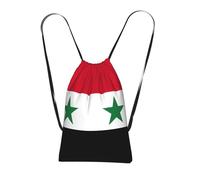 Yyoretp Flag of the Syrian Arab Republic Print Drawstring Backpack,String Backpack Storage bag for Sport Beach Swim Gym Traveling.