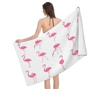 Yyoretp Flamingos on white Print Microfiber Lightweight Beach Towel Super Absorbent Soft Plush Pool Bath Towel