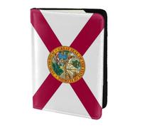 Yyoretp Florida State Flag Print Passport Holder for Travel,Wallet Case RFID Blocking Card Slot Leather Protector