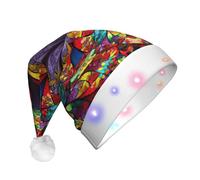 Yyoretp flower stained glass Print LED Christmas Hats,Light Up Xmas Hat Adult,Santa Hat For New Year Festive Party