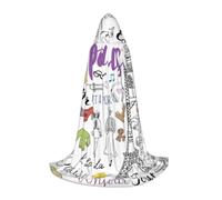 Yyoretp French Paris Tour Eiffel Tower Print Hooded Cape Long Cloak for Kids with Carnival Halloween Cosplay Fancy Costume