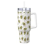 Yyoretp Funny Cartoon Avocados Print Ice Bully Cup with Handle Straw Lid Straw,Stainless Steel Tumbler Coffee Cup,40 OZ