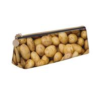 Yyoretp Garden Potatoes Print Leather Pencil Pouch Cosmetic Makeup Case Pen Office Stationery Markers Bag