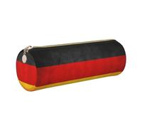 Yyoretp Germany Flag Print Leather Pencil Pouch Cosmetic Makeup Case Pen Office Stationery Markers Bag.