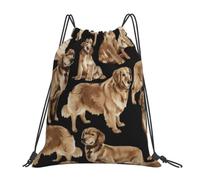 Yyoretp Golden Retrievers Print Drawstring Backpack Sports Gym Beach Sack Dance Yoga Cinch Bag for Women Men