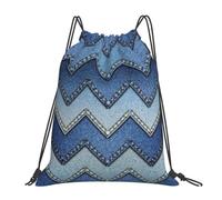 Yyoretp Gradient Blue Denim Print Drawstring Backpack Sports Gym Beach Sack Dance Yoga Cinch Bag for Women Men