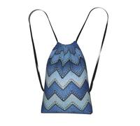 Yyoretp Gradient Blue Denim Print Drawstring Backpack,String Backpack Storage bag for Sport Beach Swim Gym Traveling.