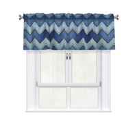 Yyoretp Gradient Blue Denim Print Valance Curtains for Windows Kitchen Living Room with Light Filtering,137 x 46 cm