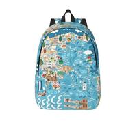Yyoretp Greece Map Print Fashion Canvas Backpacks,Casual Lightweight Sports Rucksack Travel Multipurpose Bag