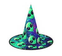 Yyoretp Green aliens Print Halloween Costume Witch Hat Adults carnival Cosplay party Costume Accessories