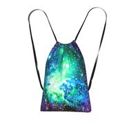 Yyoretp Green Blue Purple Galaxy Print Drawstring Backpack,String Backpack Storage bag for Sport Beach Swim Gym Traveling.