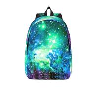 Yyoretp Green Blue Purple Galaxy Print Fashion Canvas Backpacks,Casual Lightweight Sports Rucksack Travel Multipurpose Bag