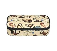 Yyoretp Hairy Ferret Print Big Capacity Pencil Case Makeup Bag Storage Organizer Office Stationery Pouch