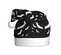 Yyoretp Halloween Flying Bats Print Christmas Hat for Adult Santa Hat Unisex Velvet Holiday Xmas Hat for Festive Party