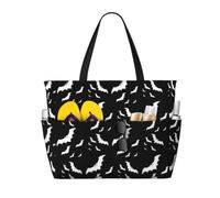 Yyoretp Halloween Flying Bats Print Large Beach Bag for Women Waterproof Sandproof Beach Tote Bags Foldable Pool Bag
