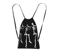 Yyoretp Halloween Posable Skeleton Skull Print Drawstring Backpack,String Backpack Storage bag for Sport Beach Swim Gym Traveling.